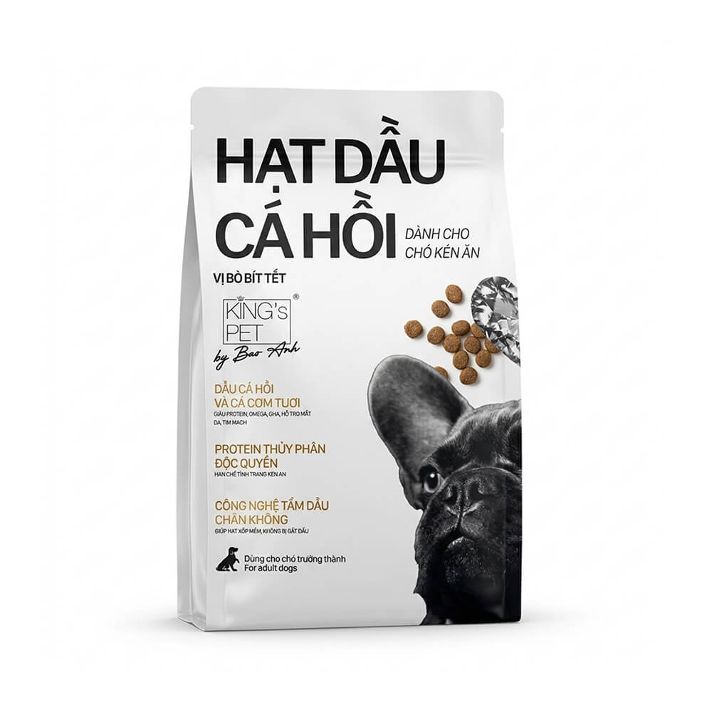 Hạt dầu cá hồi Kings Pet cho chó kén ăn vị Bò Bít Tết 350g