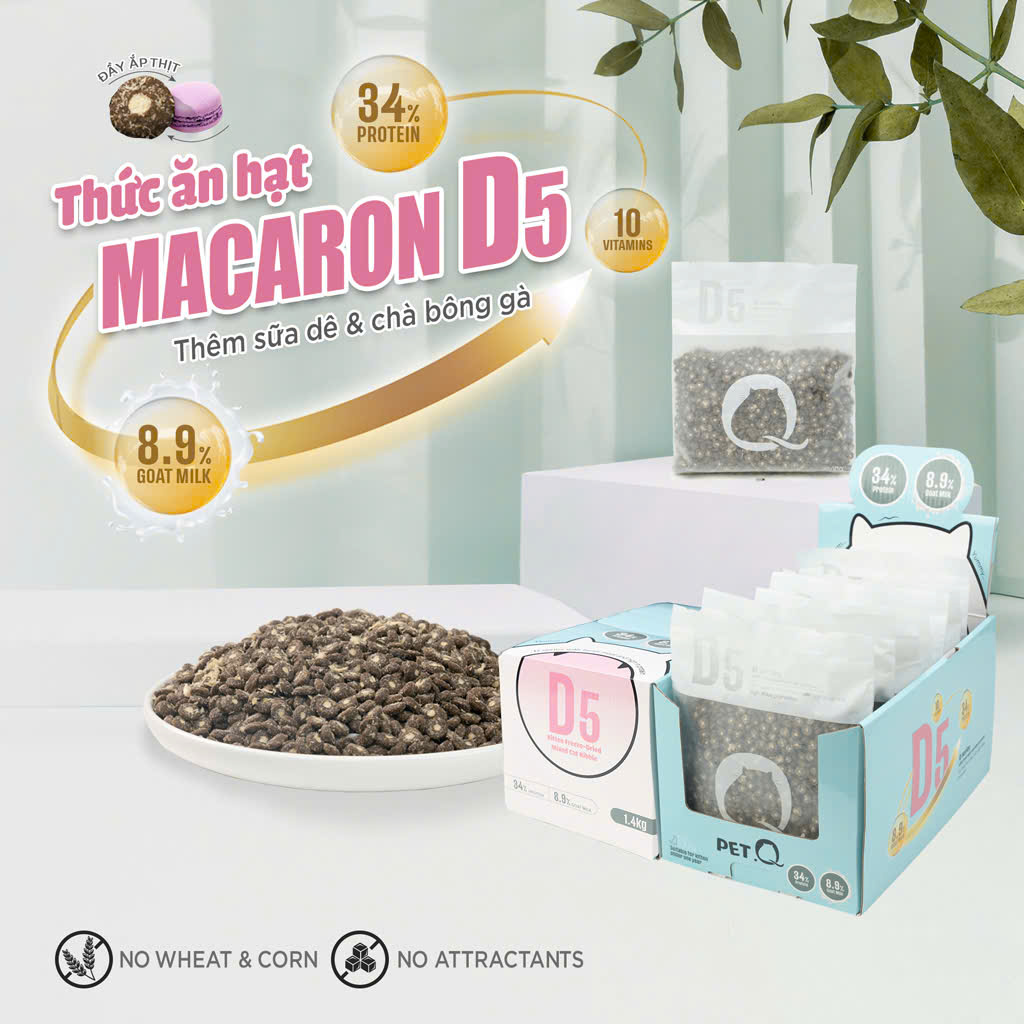 Thức Ăn Hạt Macaron D5 PetQ Kitten Cho Mèo Con