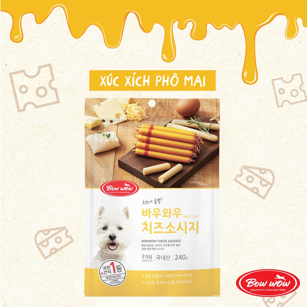Xúc Xích Phô Mai BOWWOW Cho Chó Mèo 240G