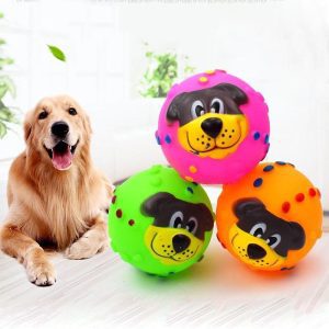 Bóng Đồ Chơi Cao Su Hình Mặt Cún Có Kèn Cho Chó