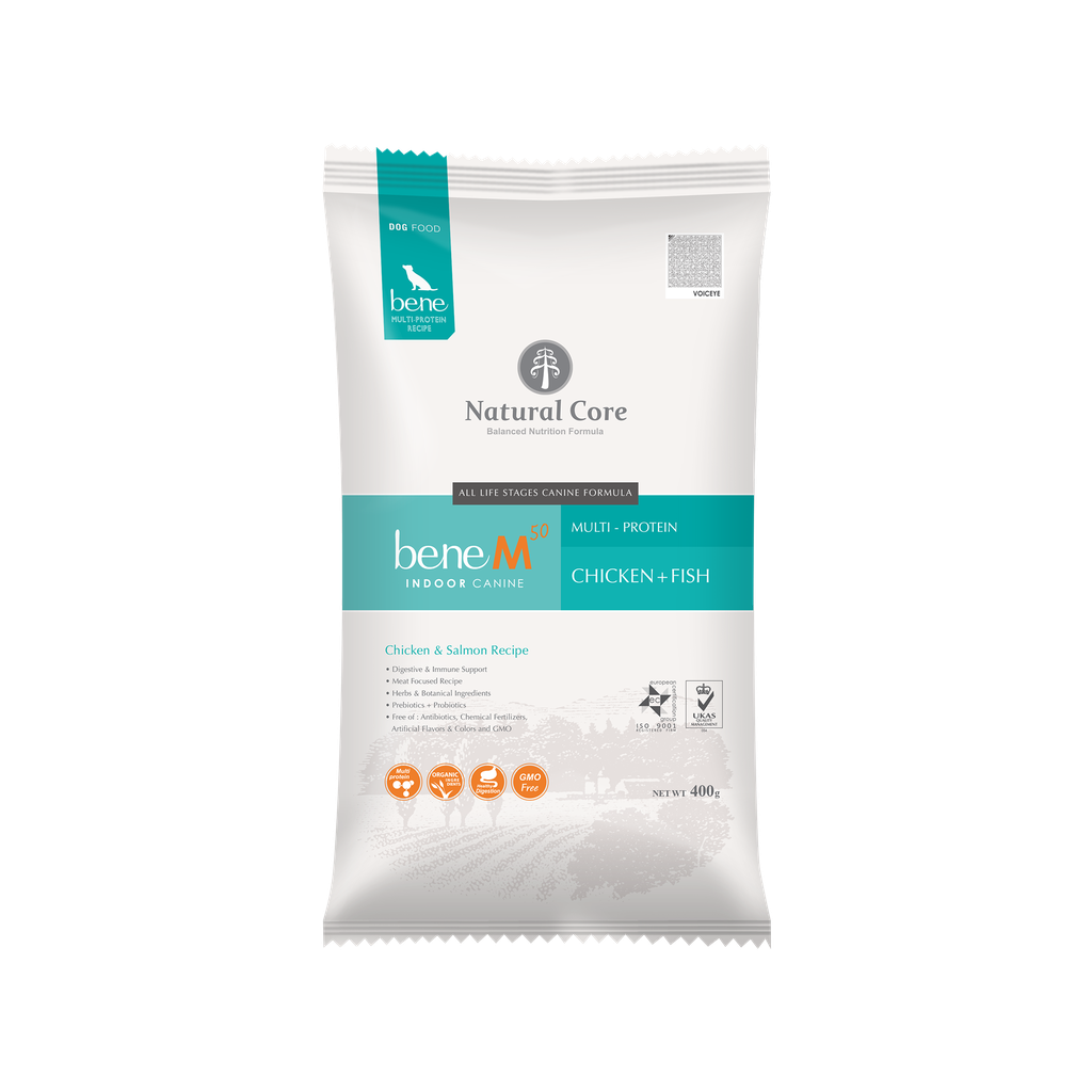 Thức Ăn Hạt Cho Chó Mọi Lứa Tuổi Hữu Cơ Natural Core M50 Gà & Cá Hồi 400G