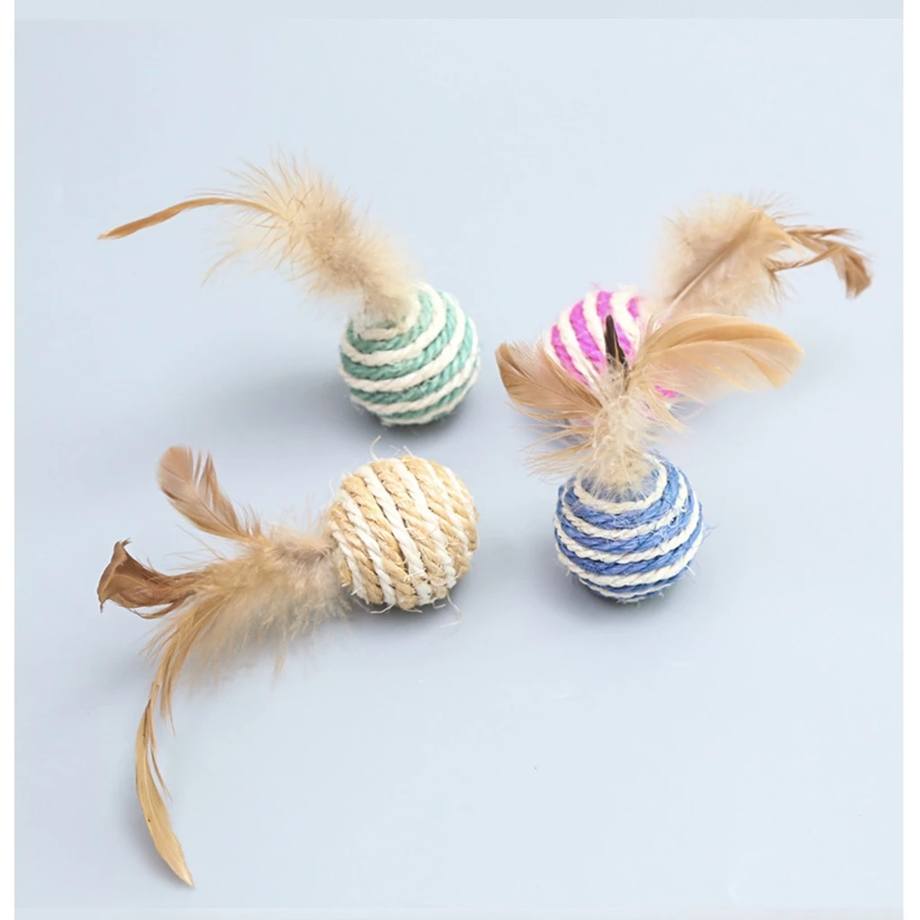 Quả Bóng Cào Móng Kèm Lông Vũ, Đồ Chơi Dành Cho Mèo Cưng