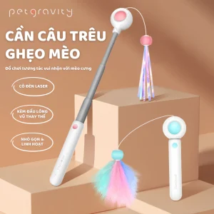Đồ Chơi Cho Mèo PetGravity, Cần Câu Mèo & Đèn Laser Vui Nhộn, Giảm Stress Cho Mèo