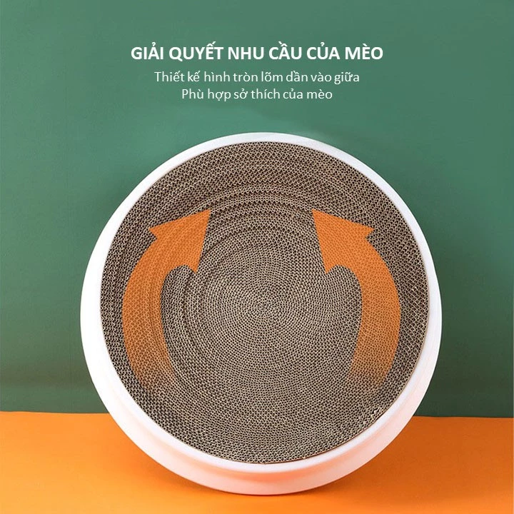 Bàn Cào Móng Cho Mèo Khung Nhựa Dẻo Kèm Lõi Carton 37cm