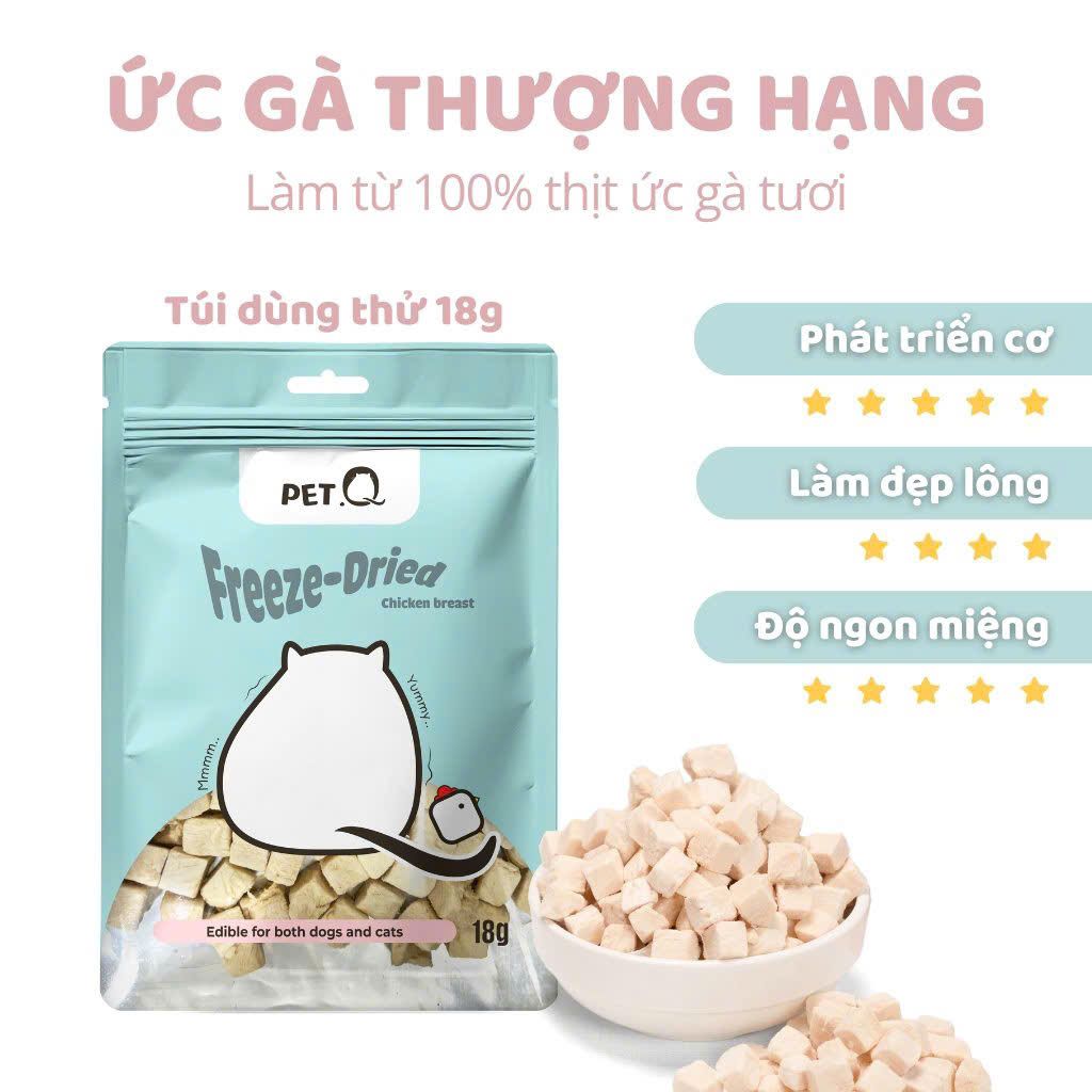 Ức Gà Đông Khô Cho Chó Mèo PetQ 18G
