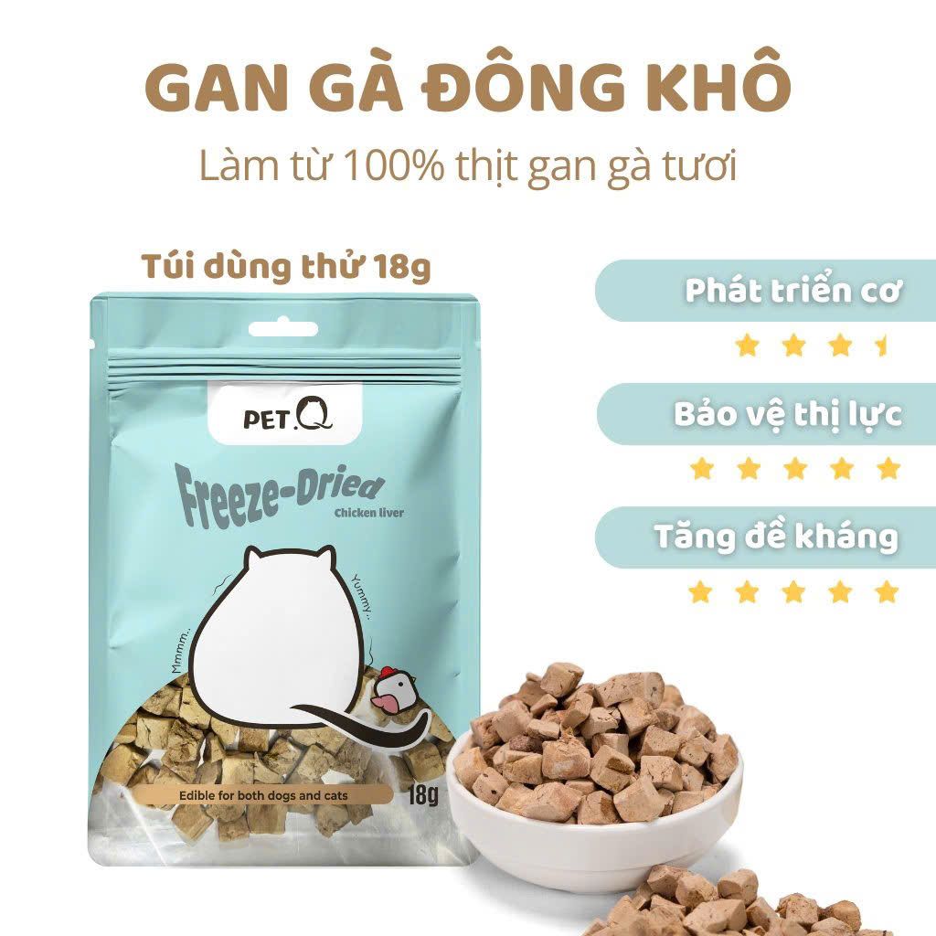 Gan Gà Đông Khô Cho Chó Mèo PetQ