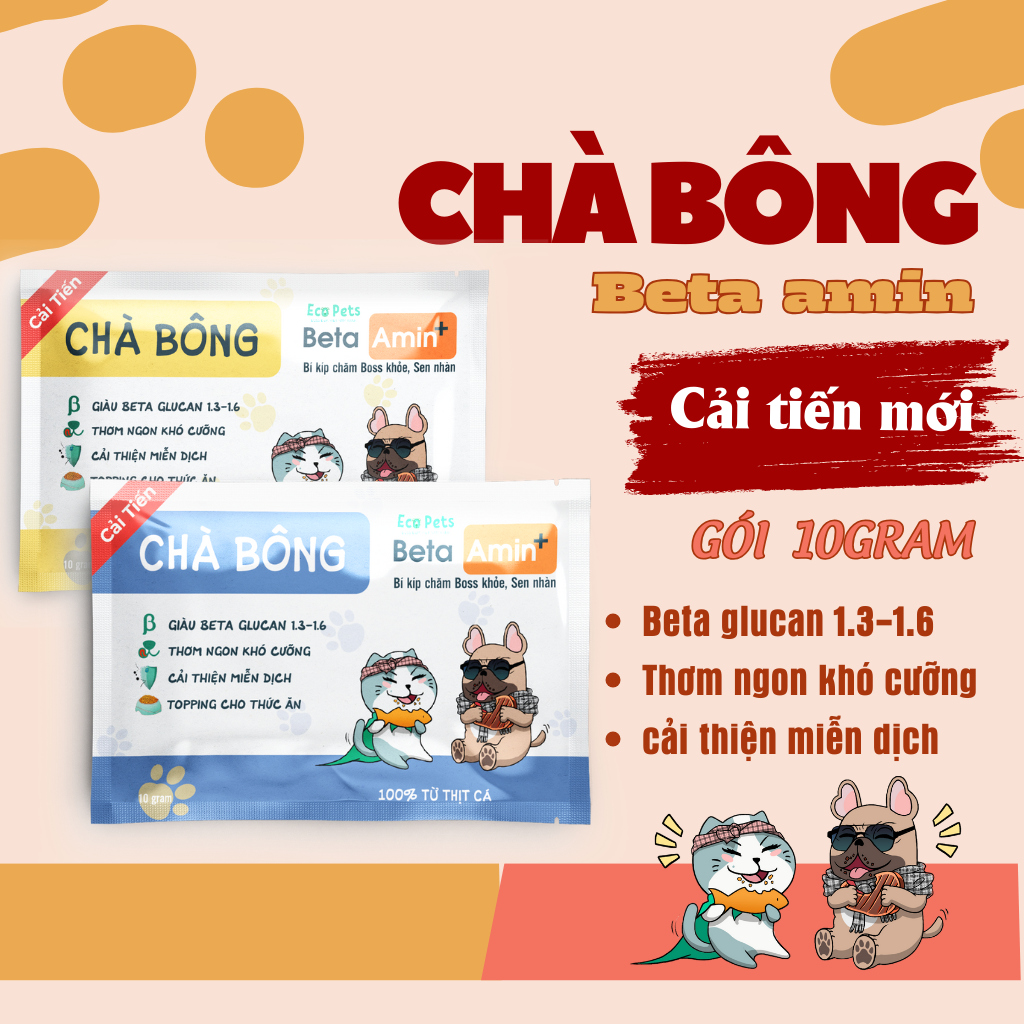 Chà Bông Beta Amin Tăng Đề Kháng Chó Mèo Gói 10G