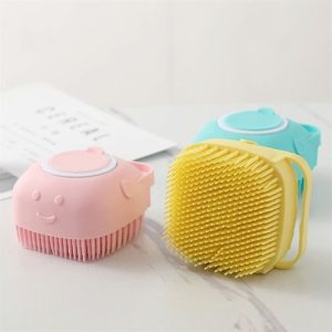 Bông Tắm Silicon Tạo Bọt Massage Mẫu Vuông Có Ngăn Đựng Sữa Tắm Tiện Lợi