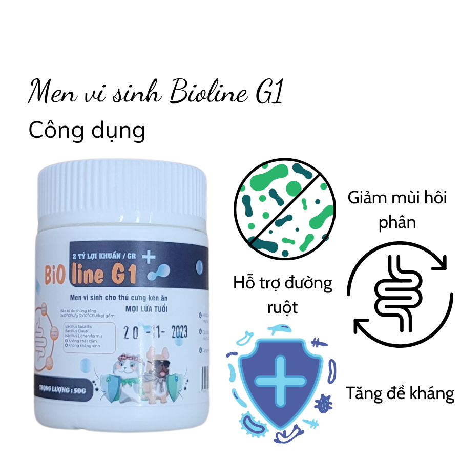 Men Vi Sinh Bioline G1- 50G Tiêu Hóa Cho Chó Mèo Dạng Bột