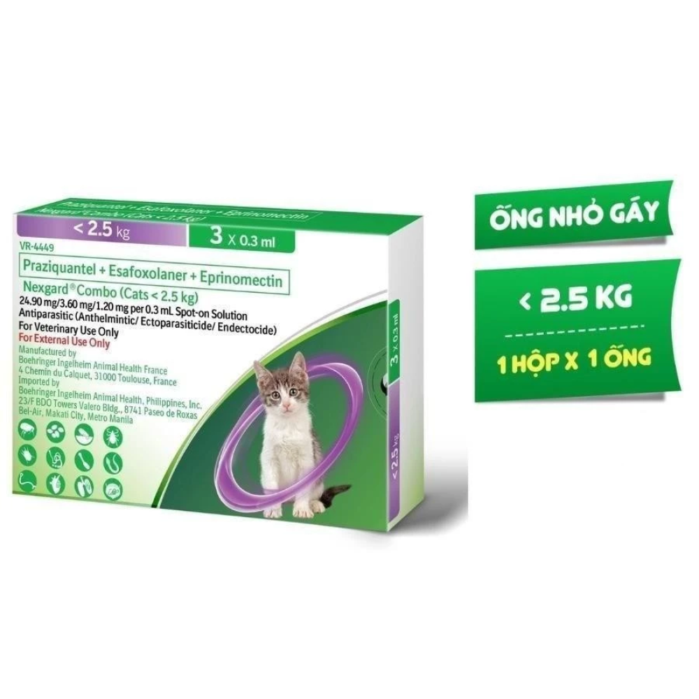 Nhỏ Gáy Cho Mèo Nexgard Combo Phòng & Trị Nội, Ngoại Ký Sinh Dưới 2.5KG – Tuýp Lẻ