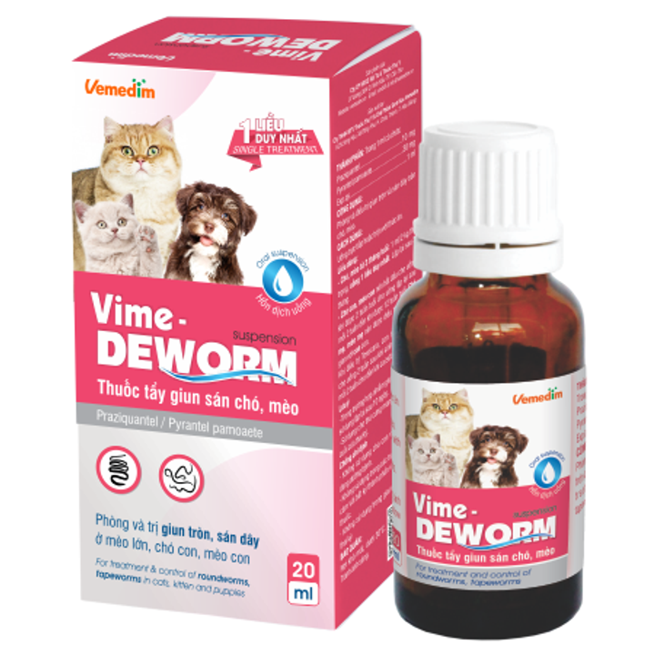 Vime-Deworm - Thuốc Tẩy Giun Sán Cho Chó, Mèo 20ml