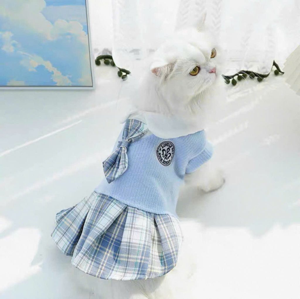 Váy Xếp Ly Cà Vạt Học Đường Cho Thú Cưng