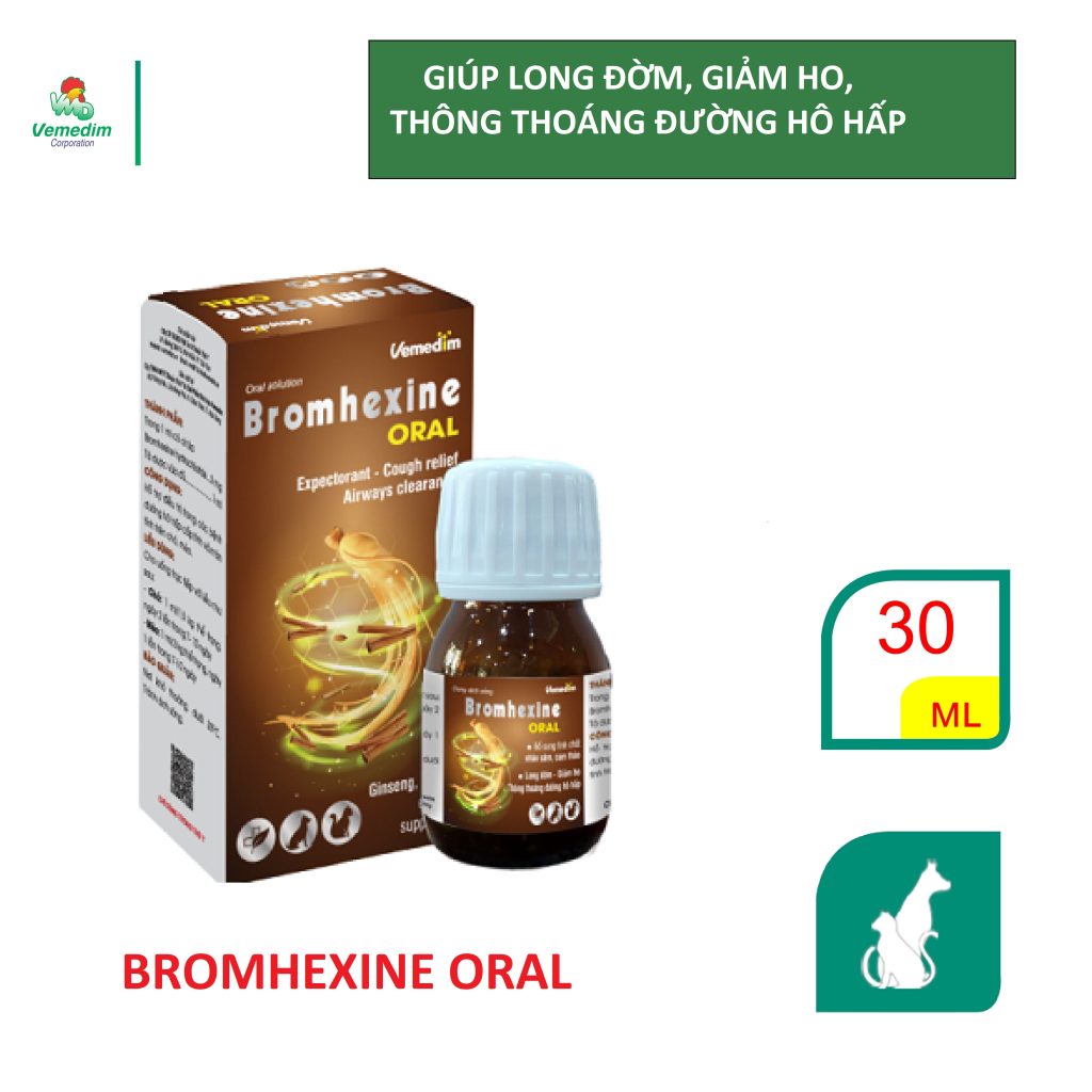 Siro Bromhexine Giúp Long Đờm, Giảm Ho Trên Chó Mèo (Vemedim, Chai 30ml)