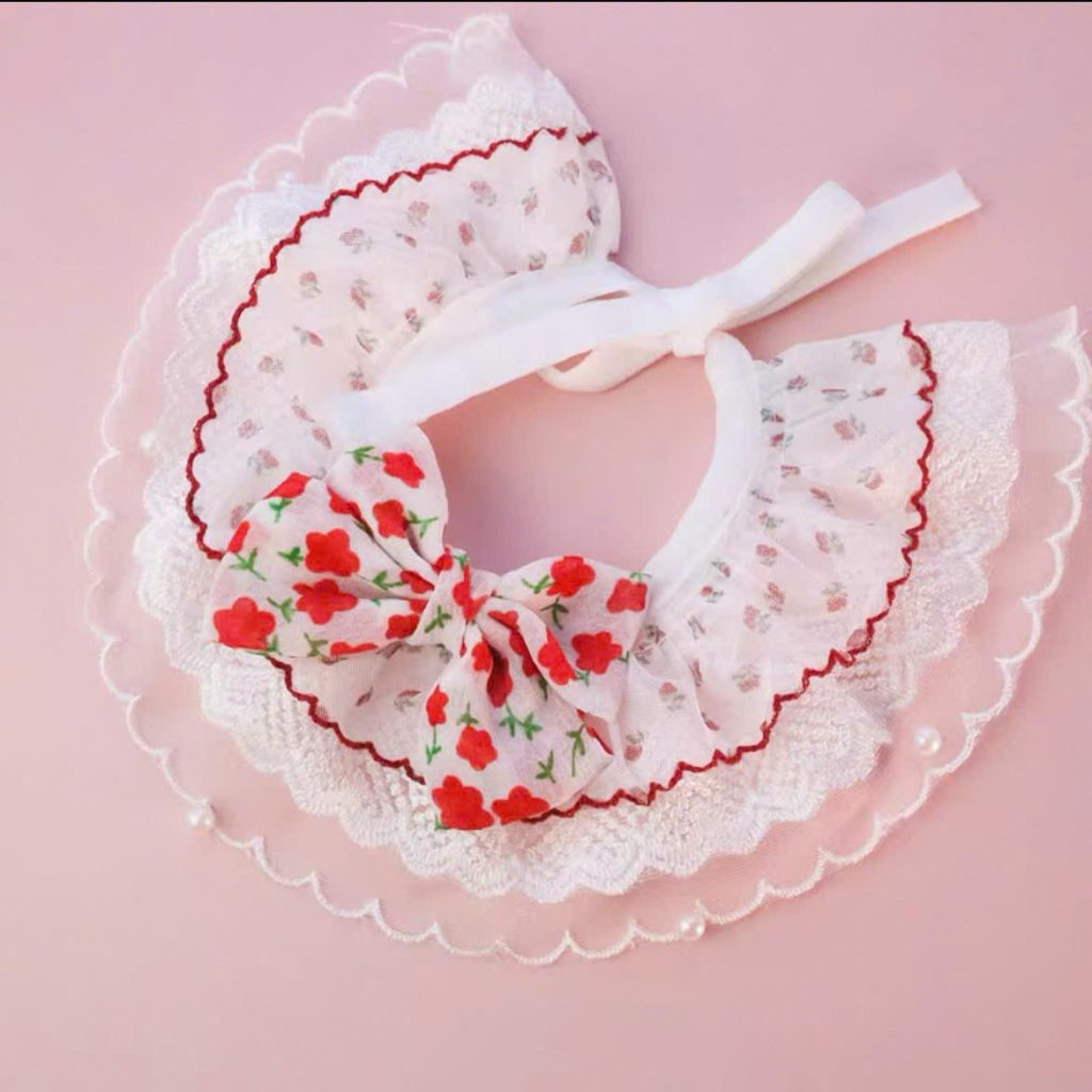 Yếm Cổ Hoa Voan Đỏ Cho Thú Cưng