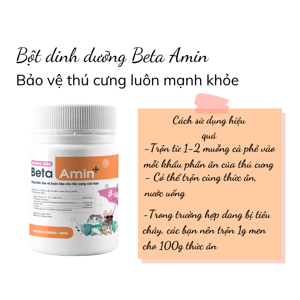 Beta Amin Bột Dinh Dưỡng Tăng Đề Kháng Chó Mèo
