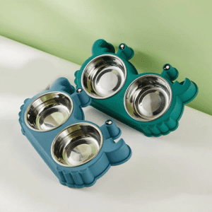 Chén Ăn Đôi Inox Cho Mèo - Bát Ăn Đôi Cho Mèo Hình Cua