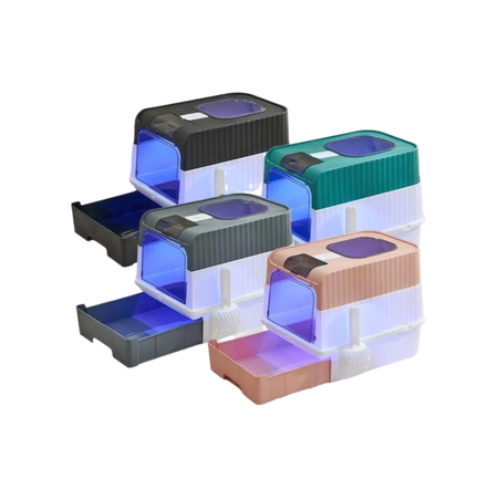 Nhà Vệ Sinh Cho Mèo Hộp Vuông Có Đèn UV