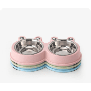 Bát Ăn Đôi Inox Hình Ếch Cho Chó Mèo