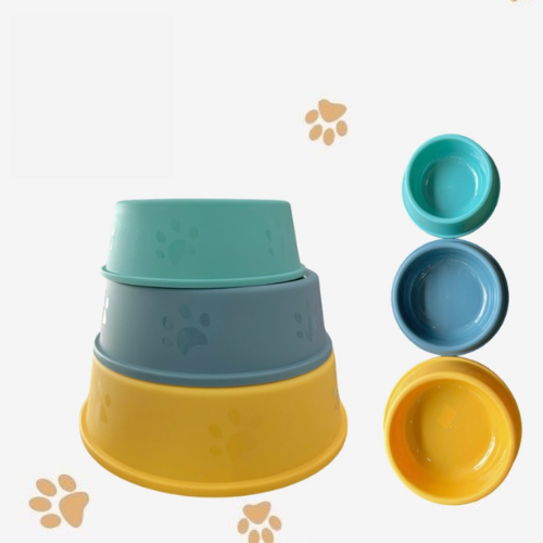 Bát Ăn Nhựa Họa Tiết Dấu Chân Cho Chó Mèo