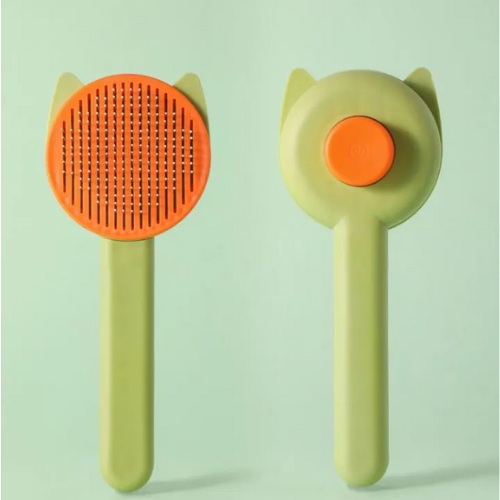 Lược Tròn Có Nút Bấm Đẩy Lông Rụng - Hình Tai Mèo