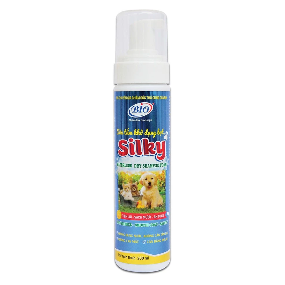 Sữa Tắm Khô Dạng Bọt Bio Silky 200ml Chó Mèo