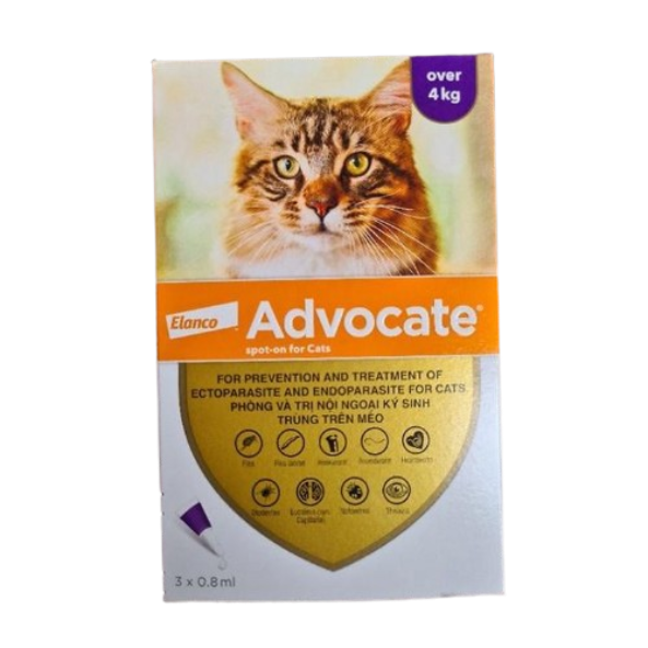 Nhỏ Gáy Advocate Cho Mèo Phòng Và Trị Giun Sán, Ve, Rận, Bọ Chét - Tuýp Lẻ >4KG