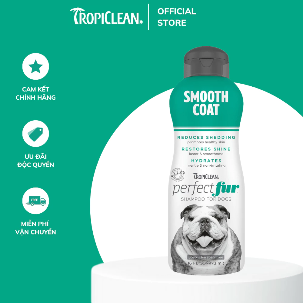 Sữa Tắm Tropiclean PerfectFur Smooth Cho Chó Lông Ngắn, Xỉn Màu