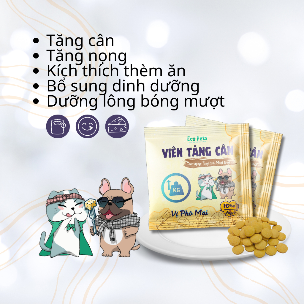 Viên Phô Mai Tăng Cân Tăng Nọng Chó Mèo ECOPETS Gói 5G