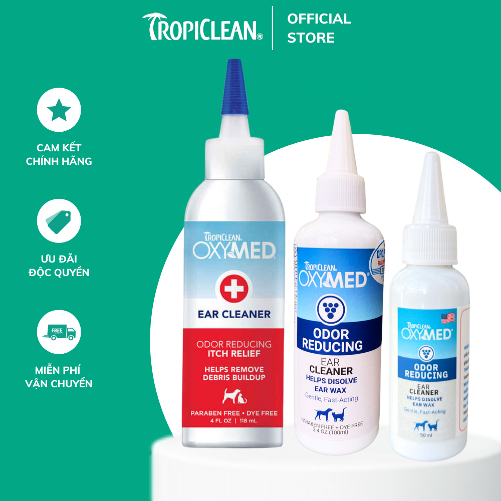 Dung Dịch Vệ Sinh Tai Chó Mèo Tropiclean Oxymed Ear Cleaner (Mỹ)