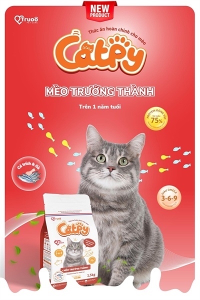 Thức ăn hạt cho mèo trưởng thành Catpy - Cá trích Gà 500g