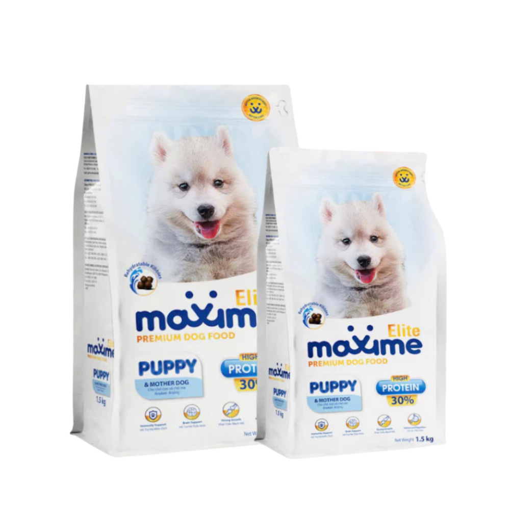 Hạt Maxime Elite Thức Ăn Cho Chó Maxime Elite Dành Cho Chó Con Và Chó Mẹ Nhiều Protein Bịch 1.5kg - PETINY PET SHOP