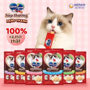 [GÓI 4 THANH 14gr = 56gr] Súp thưởng Silver Spoon dạng thanh cho mèo - 6 Vị Thơm Ngon - PETINY PET SHOP