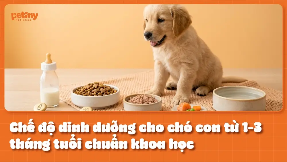 Chế độ dinh dưỡng cho chó con từ 1-3 tháng tuổi chuẩn khoa học
