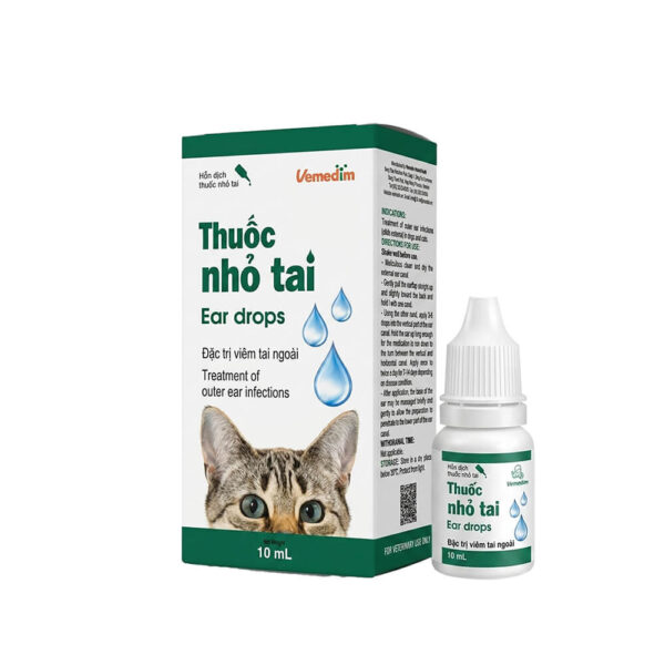 Thuốc nhỏ tai Vemedim Ear Drops đặc trị viêm tai ngoài cho chó mèo 10ml
