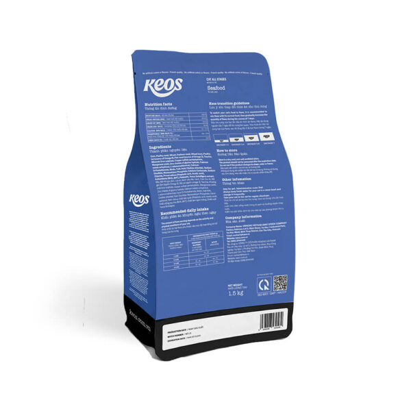Hạt Cho Mèo Keos Cat All Stages Seafood Gói 1.5kg - Thức Ăn Vị Hải Sản Cho Mèo Mọi Lứa Tuổi