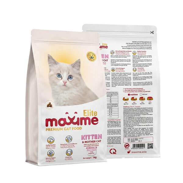 hat-maxime-elite-kitten-mother-cat-2 Hạt Cho Mèo Maxime Elite Kitten & Mother Cat Vị Sữa Gói 1kg - Thức Ăn Premium Cho Mèo Con Và Mèo Mẹ