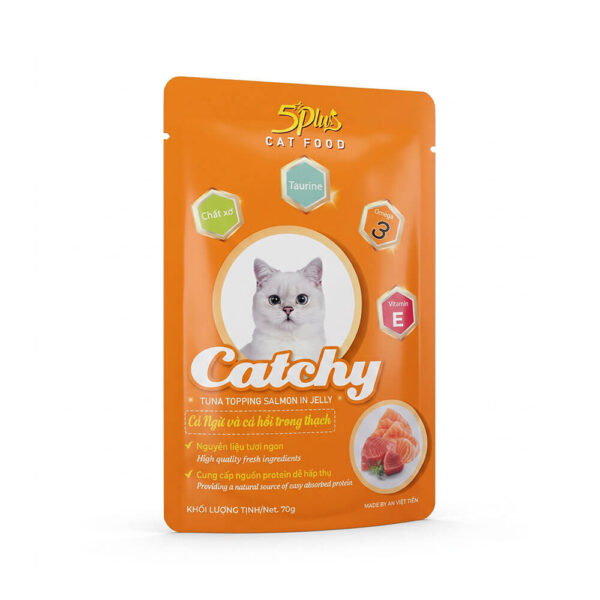 Pate-Meo-Catchy-Ca ngu&Ca hoi-70g Pate Mèo Catchy 5Plus Túi 70g Chính Hãng - Đa Dạng Hương Vị