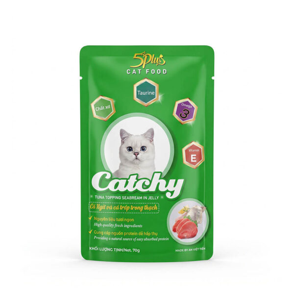 Pate-Meo-Catchy-Ca ngu&Ca trap-70g Pate Mèo Catchy 5Plus Túi 70g Chính Hãng - Đa Dạng Hương Vị