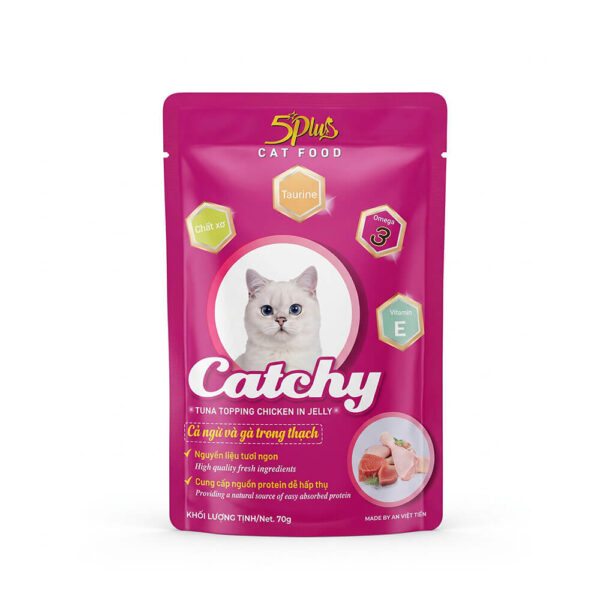 Pate-Meo-Catchy-Ca ngu&ga-70g Pate Mèo Catchy 5Plus Túi 70g Chính Hãng - Đa Dạng Hương Vị