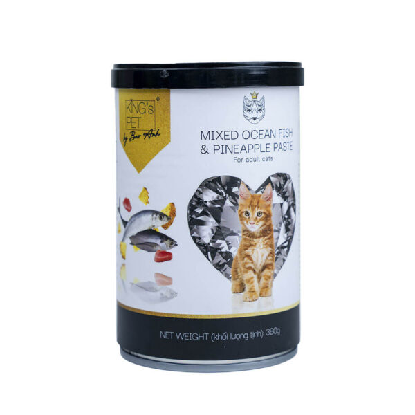 Pate-Meo-Fish & Pineapple-380g Pate King's Pet Lon 380g Chính Hãng - Thức Ăn Hỗn Hợp Cho Chó Mèo