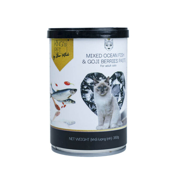 Pate-Meo-Fish&Goji-380g Pate King's Pet Lon 380g Chính Hãng - Thức Ăn Hỗn Hợp Cho Chó Mèo