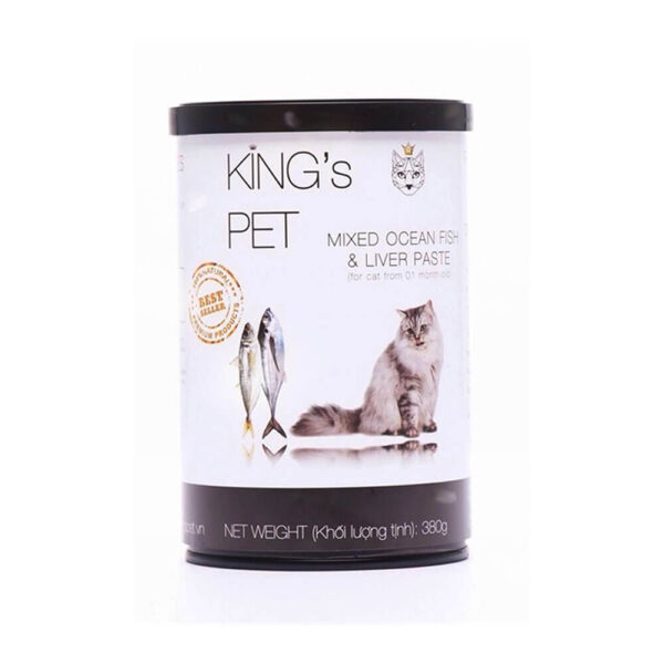 Pate-Meo-Fish&Liver-380g Pate King's Pet Lon 380g Chính Hãng - Thức Ăn Hỗn Hợp Cho Chó Mèo