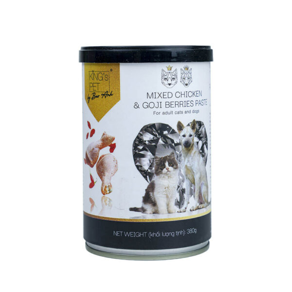 Pate-Meo&Cho-Chicken & Goji-380g Pate King's Pet Lon 380g Chính Hãng - Thức Ăn Hỗn Hợp Cho Chó Mèo