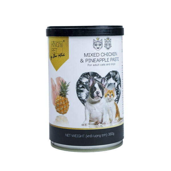 Pate-Meo&Cho-Chicken & Pineapple-380g Pate King's Pet Lon 380g Chính Hãng - Thức Ăn Hỗn Hợp Cho Chó Mèo