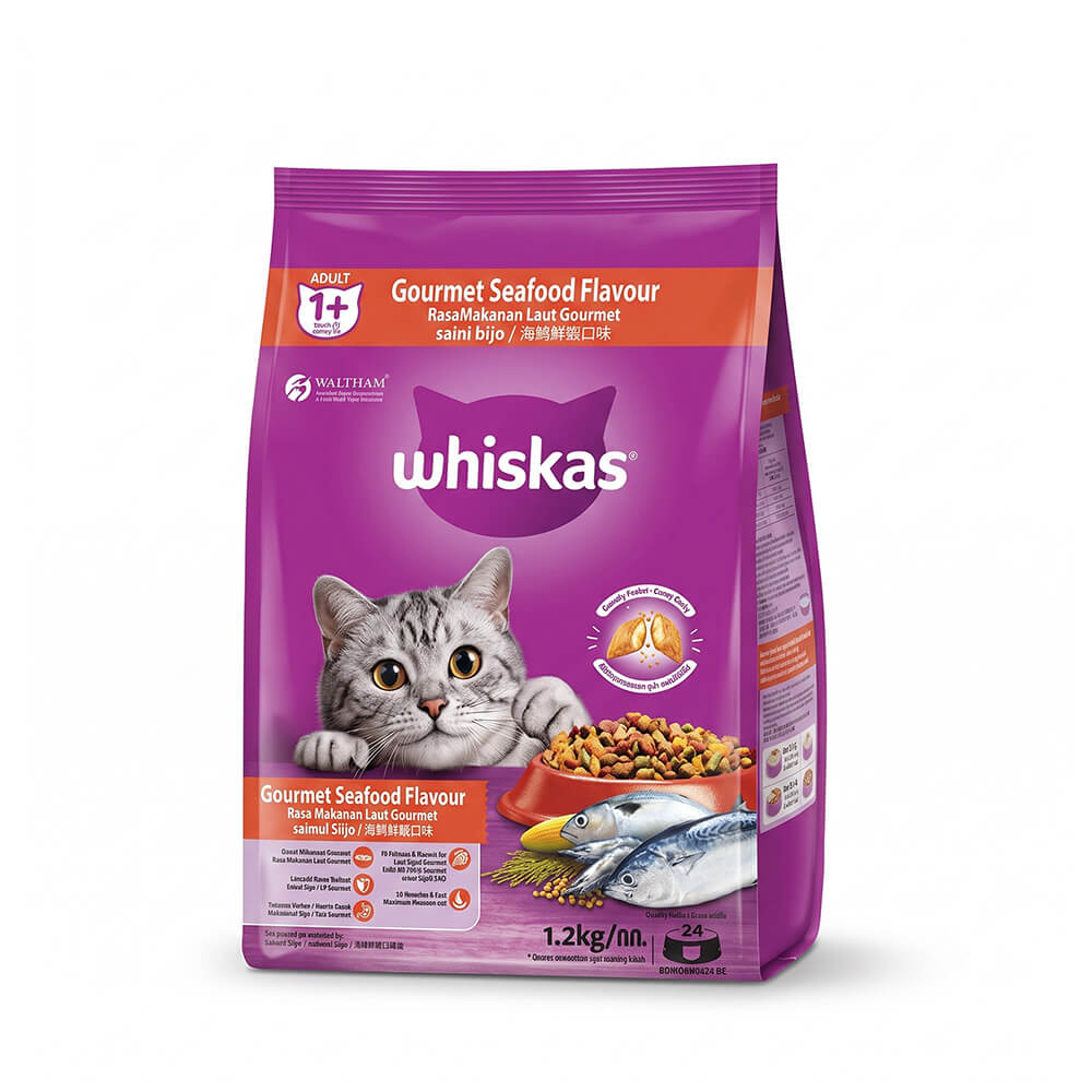 Hạt Whiskas Adult Gourmet Seafood Vị Hải Sản 1.2kg Cho Mèo Trên 1 Tuổi