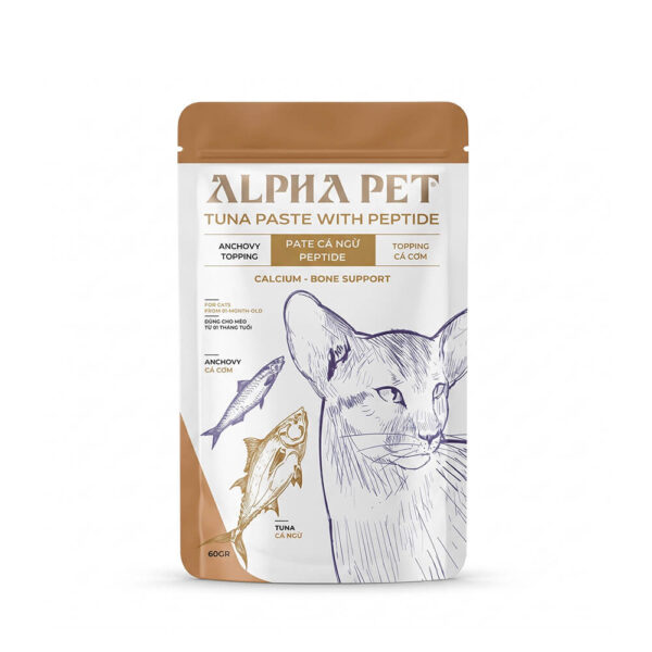 pate-ca-ngu-peptide-alpha-pet-topping-ca-com Pate Alpha Pet Cá Ngừ Topping Cá Cơm - Hỗ Trợ Xương Khớp Cho Mèo