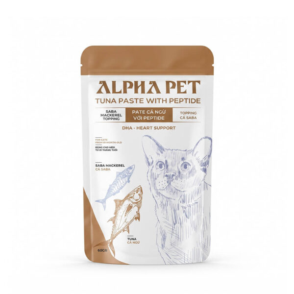 Pate Alpha Pet Cá Ngừ Topping Cá Saba - Hỗ Trợ Tim Mạch Cho Mèo