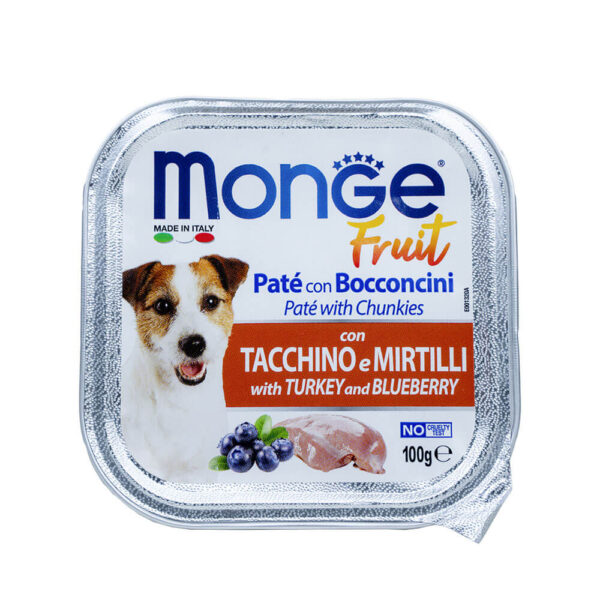 Pate chó Monge 100g Turkey and Blueberry - vị gà tây và quả việt quất
