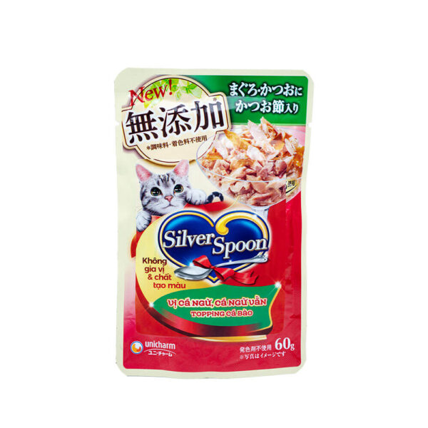 Pate-Meo-Silver Spoon-Ca ngu, Ca ngu van & ca bao-60g Pate Mèo Silver Spoon Gói 60g Chính Hãng - Vị Cá Ngừ, Cá Bào - Natural