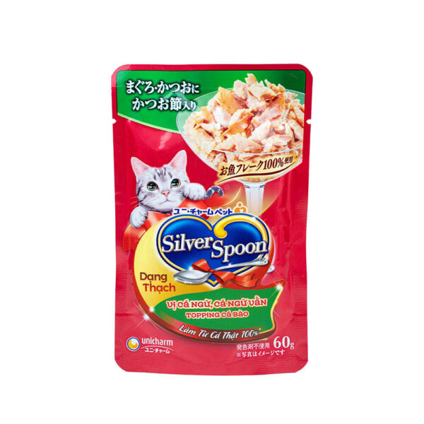 Pate-Meo-Silver Spoon-Ca ngu, Ca ngu van & ca bao thach-60g Pate Mèo Silver Spoon Gói 60g Chính Hãng - Vị Cá Ngừ, Cá Bào - Thạch